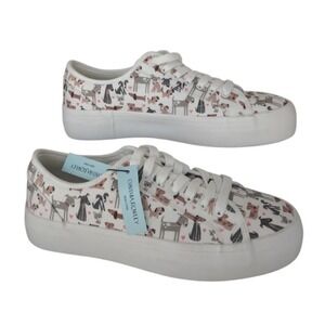 Cynthia Rowley Women's Canvas Sneakers New, DogsbHearts  White‎ NWT 9.5M Comfy